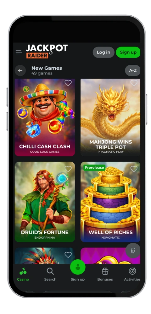 JackpotRaider Casino sign in